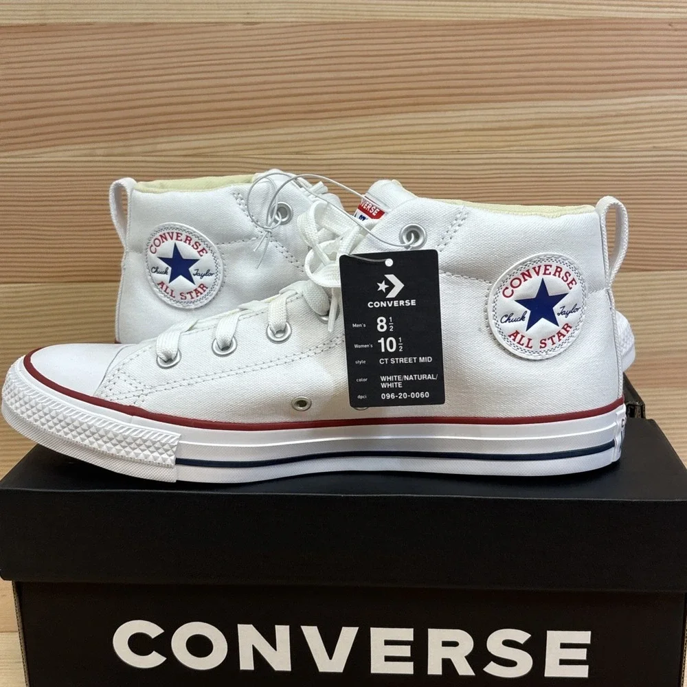 Converse CT Street Mid Sneakers White Natural 149546F Men's  8.5 Womens Sz 10.5